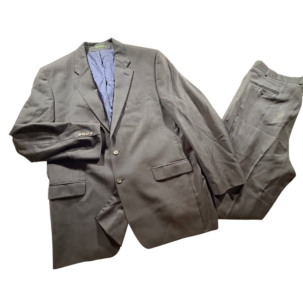 Lauren Ralph Lauren Suit Mens 48L 39W Gray Pinstripe Wool 2 Piece Classic Fit